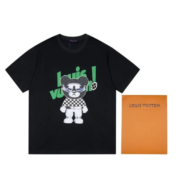 루이비통 남성 크루넥 블랙 반팔티 - Mens Black Tshirts - lou04041… - 1