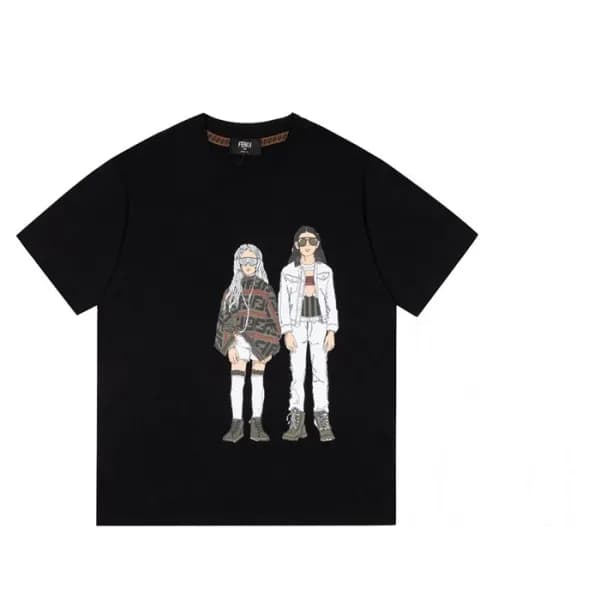 펜디 남/녀 크루넥 블랙 반팔티 - Unisex Black Tshirts - fen0118…