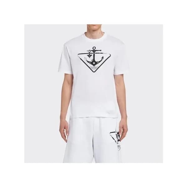 프라다 남성 화이트 크루넥 반팔티 - Mens White Tshirts - Pra02670… - 1