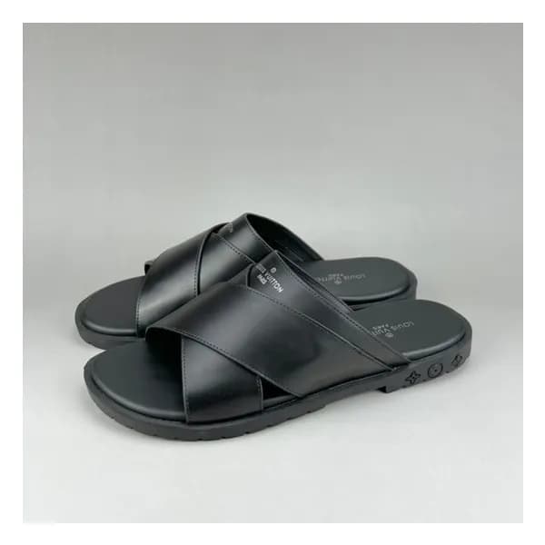 루이비통 남성 이니셜 블랙 슬리퍼 - Mens Black Slippers - lou0426… - 1