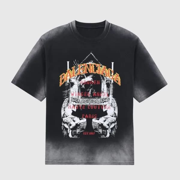 발렌시아가 남성 크루넥 블랙 반팔티 - Mens Black Tshirts - bal0149… - 1
