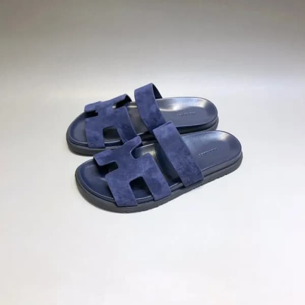 에르메스 남/녀 트렌디 네이비 슬리퍼 - Unisex Navy Slippers - her0… - 1