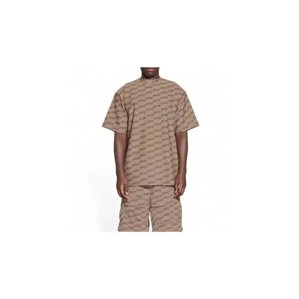 발렌시아가 남성 크루넥 베이지 반팔티 - Balenciaga Mens Beige Short… - 1