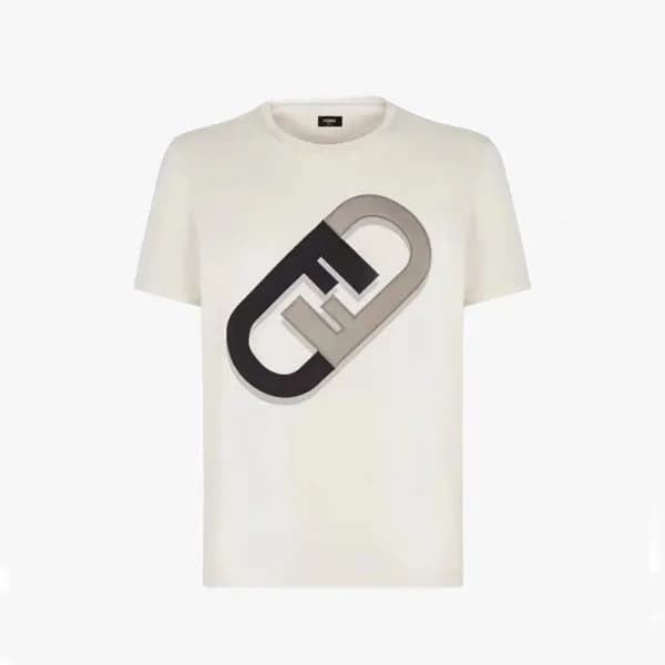 펜디 남성 화이트 크루넥 반팔티 - Fendi Mens White Short sleeved… - 1