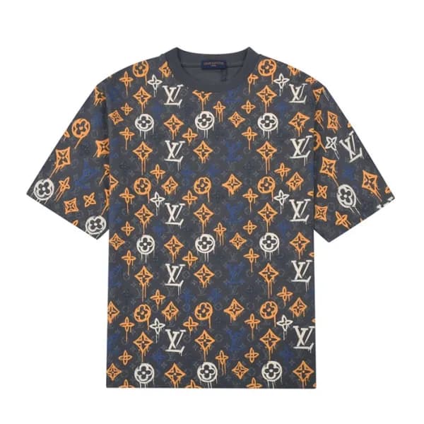 루이비통 남성 그레이 크루넥 반팔티 - Louis vuitton Mens Gray Shor… - 1