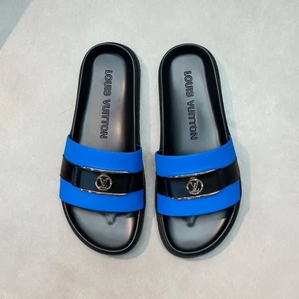 루이비통 남성 블루탭 슬리퍼 - Louis vuitton Mens Blue Tap Slip… - 1