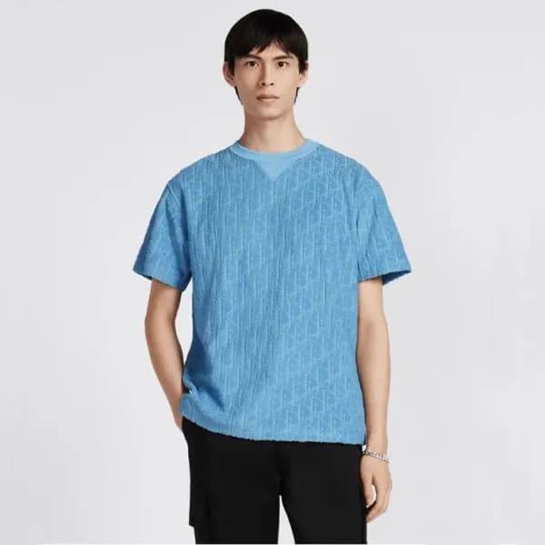 디올 남성 블루 크루넥 반팔티 - Dior Mens Blue Short sleeved Ts… - 1