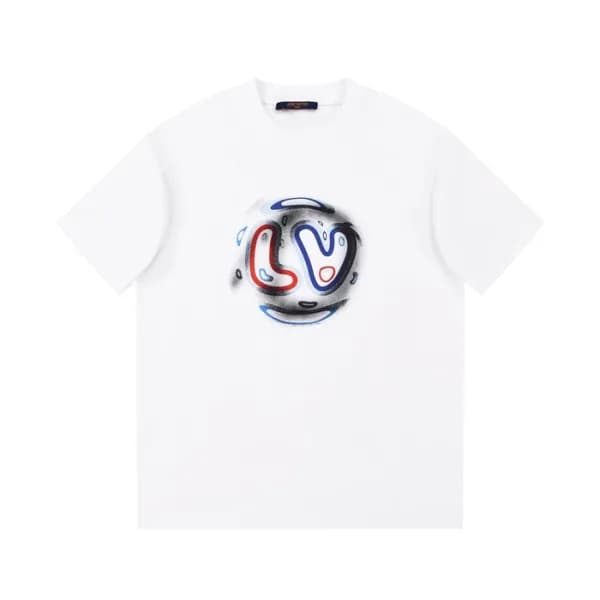 루이비통 남성 크루넥 화이트 반팔티 - Louis vuitton Mens White Sho… - 1
