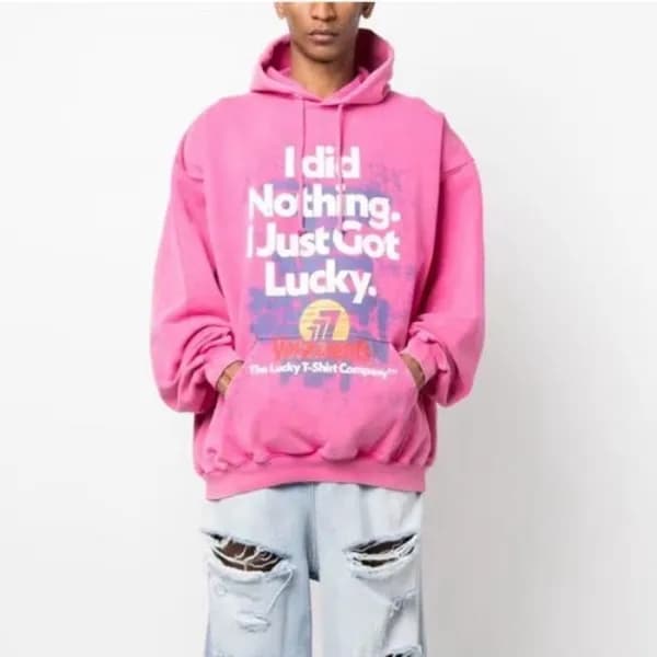베트멍 남성 핑크 후드티 - Vetements Mens Pink Hoodie - vec64… - 1