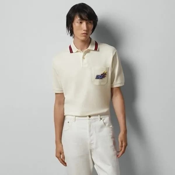 구찌 남성 화이트 폴로 반팔티 - Gucci Mens Polo Short sleeved T… - 1