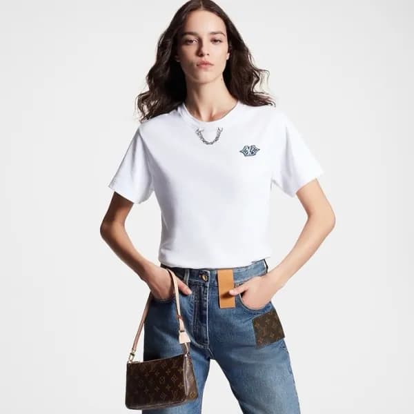 루이비통 여성 화이트 반팔 티셔츠 - Louis vuitton Womens White Ts… - 1