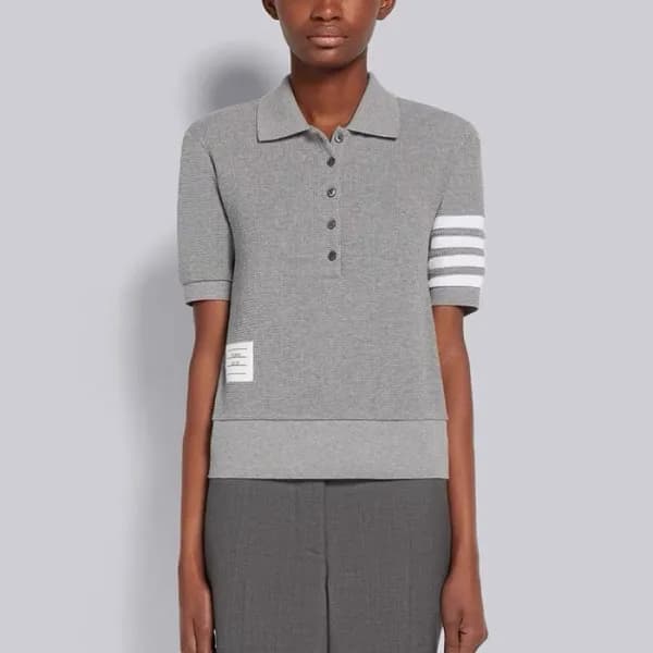 톰브라운 남성 그레이 폴로 반팔티 - Thom Browne Mens Gray Tshirts… - 1