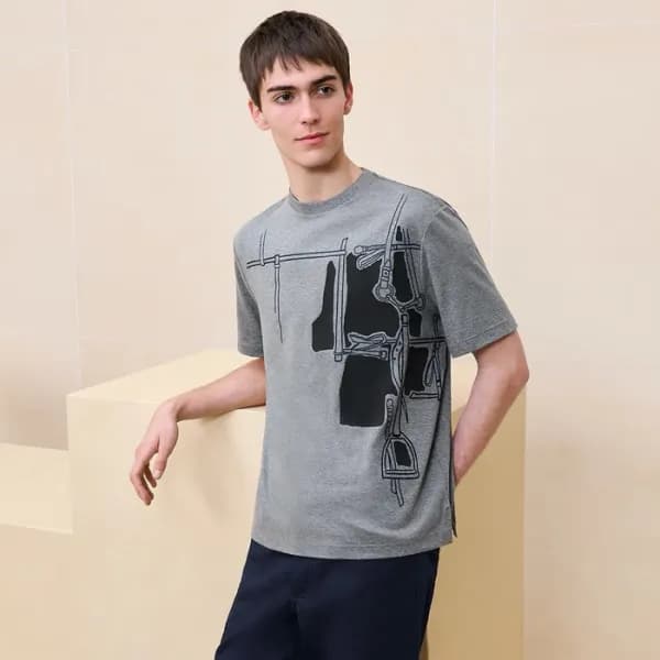 에르메스 남성 라운드 반팔티 - Hermes Mens Round Tshirt - hec48… - 1