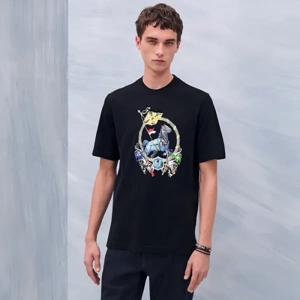 에르메스 남성 라운드 반팔티 - Hermes Mens Round Tshirt - hec64… - 1