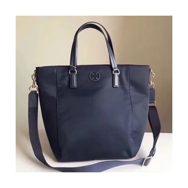 Tory Burch Nylon Blue, Black Tote Shoulder Shopper… - 1