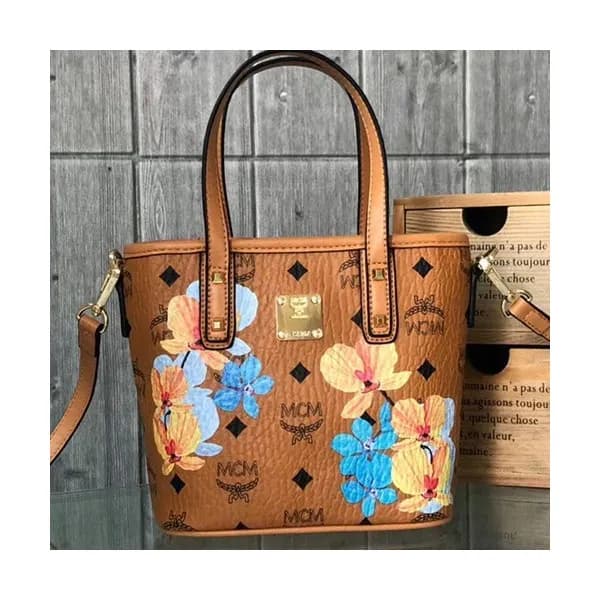MCM Essentials Visetos Leather Tote Shoulder Bag,1… - 1
