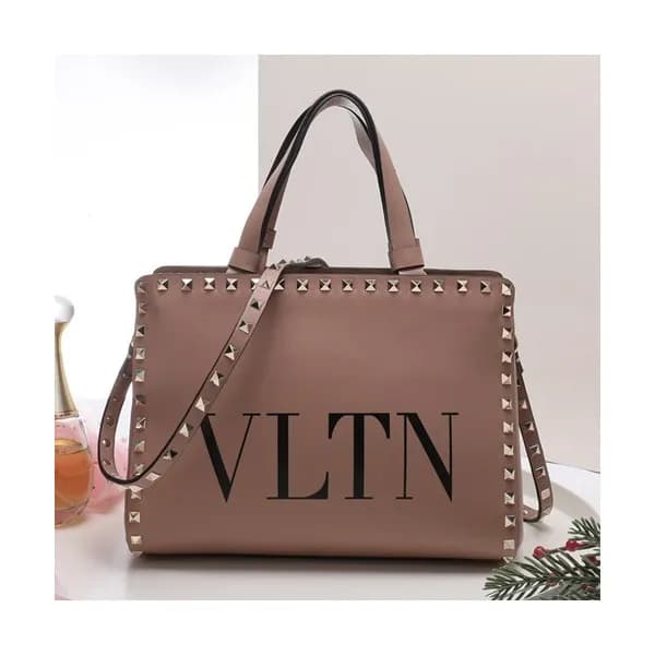 Valentino 2019 Leather VLTN Garavani Rockstud Tote… - 1
