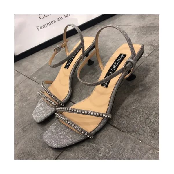 Sergio Rossi 2019 Ladies Strassy Glitter Silk San…