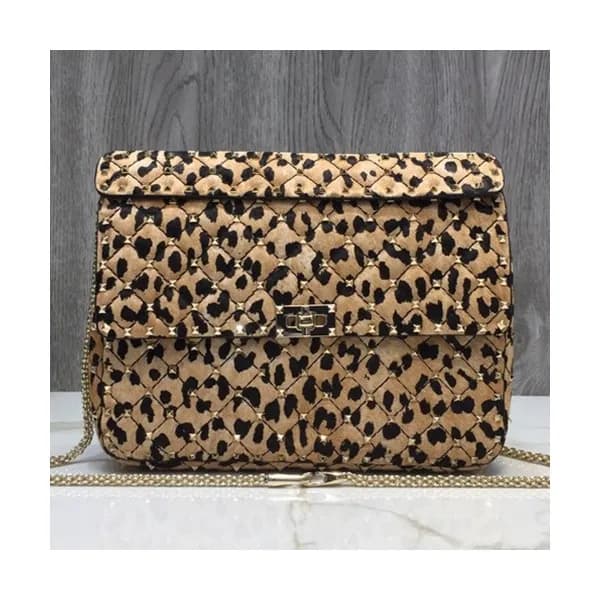 Valentino 2019 Fur Rockstud Spike Large Tote Shoud… - 1
