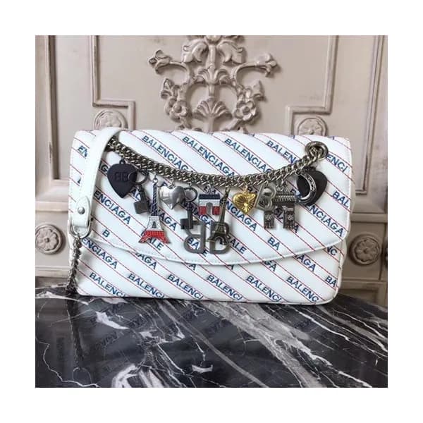 Balenciaga 2019 Lock Round Leather Chain Shoulder … - 1