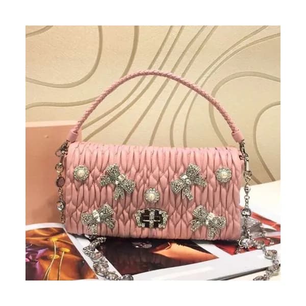 MiuMiu 2019 Matelasse Crystal Tote Shoulder Cross … - 1