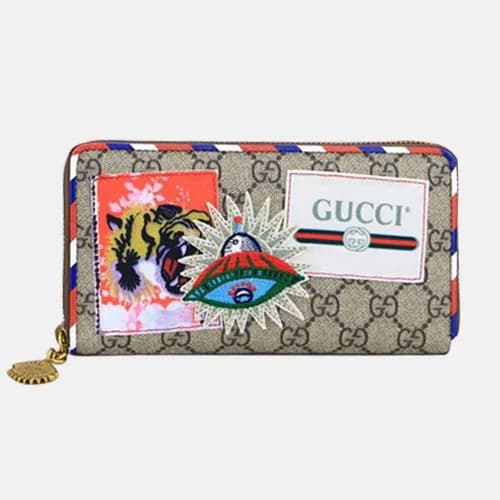 Gucci 2019 Supreme Canvas & Leather Zip Round Wall… - 1