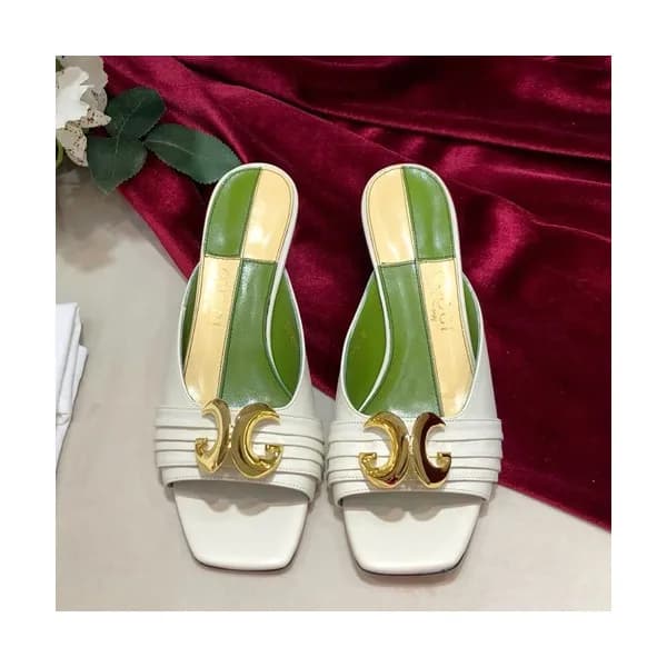 Gucci 2019 Ladies Leather Middle Heel Slipper - 구찌… - 1