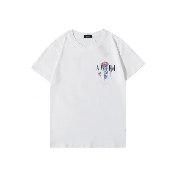 Amiri Mm/Wm Logo Cotton Short Sleeved Tshirts Whit… - 1