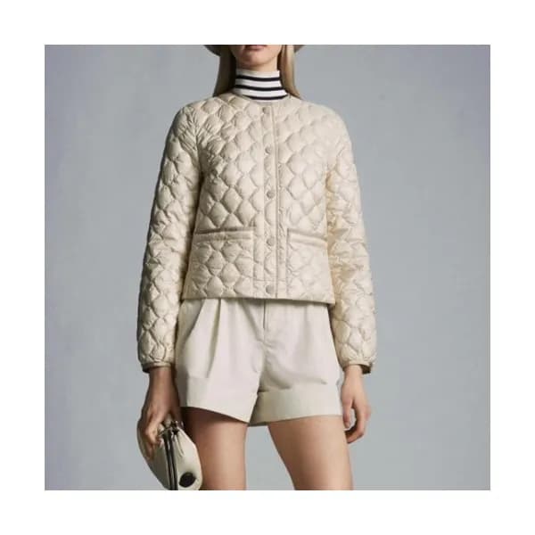 Moncler Womens Logo Casual Down Jackets Ivory - 몽… - 1