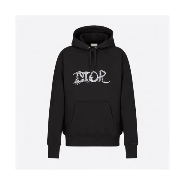 Dior Mm/Wm Logo Casual Cotton Hoodie Black - 디올 … - 1