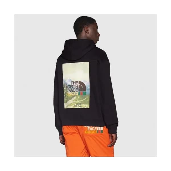 Gucci Unisex Logo Casual Cotton Hoodie Black - 구찌… - 1