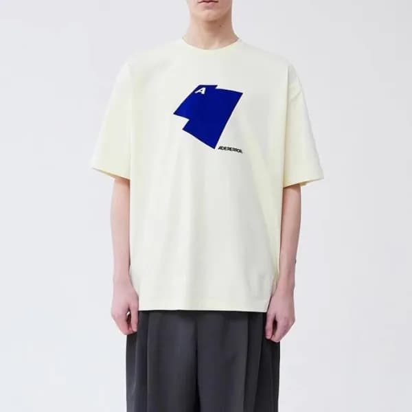 Ader 남/녀 아이보리 크루넥 반팔티 - Unisex Ivory Tshirts - ade… - 1