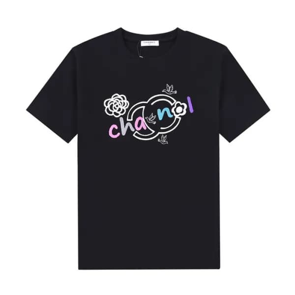 샤넬 남/녀 크루넥 블랙 반팔티 - Unisex Black Tshirts - chl0888… - 1