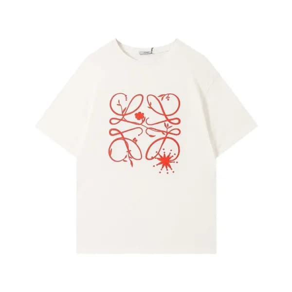 로에베 남성 이니셜 아이보리 반팔티 - Mens Ivory Tshirts - loe0608… - 1