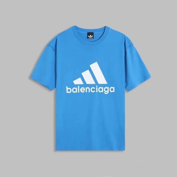 발렌시아가 남성 크루넥 블루 반팔티 - Mens Blue Tshirts - bal01549… - 1