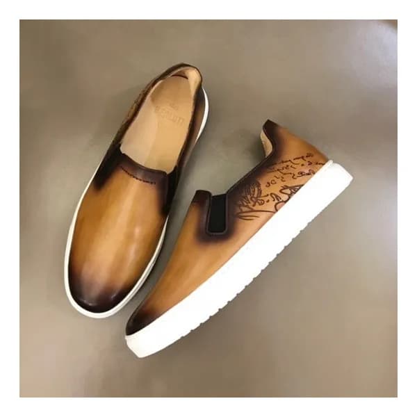 벨루티 남성 클래식 카멜 슬립온 - Mens Camel Slip-ons - ber0097… - 1