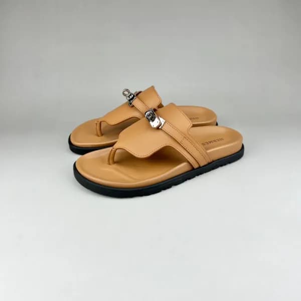 에르메스 남/녀 트렌디 카멜 슬리퍼 - Unisex Camel Slippers - her0… - 1