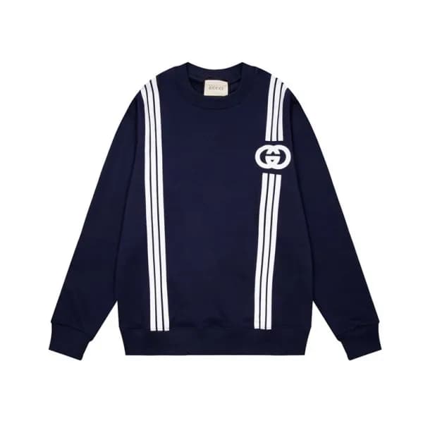 구찌 남/녀 캐쥬얼 네이비 맨투맨 - Unisex Navy Tshirts - Guc0510… - 1