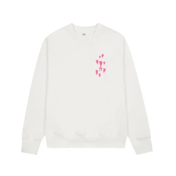 아미 남/녀 크루넥 화이트 맨투맨 - Ami Unisex White Tshirts - am… - 1