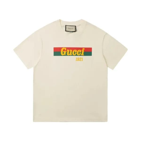 구찌 남/녀 아이보리 크루넥 반팔티 - Gucci Unisex Ivory Short sle… - 1