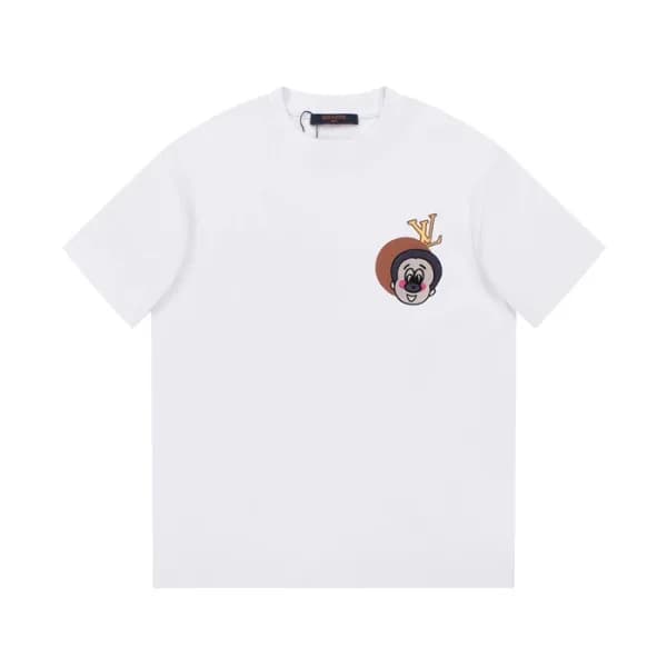 루이비통 남성 화이트 크루넥 반팔티 - Louis vuitton Mens White Sho… - 1