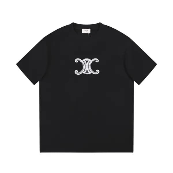 셀린느 남성 크루넥 블랙 반팔티 - Celine Mens Black Short sleeve… - 1