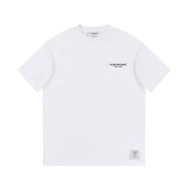 톰브라운 남성 크루넥 화이트 반팔티 - Thom Browne Mens White Tshir… - 1