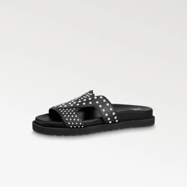 루이비통 남성 블랙 슬리퍼 - Louis vuitton Mens Black Slippers… - 1
