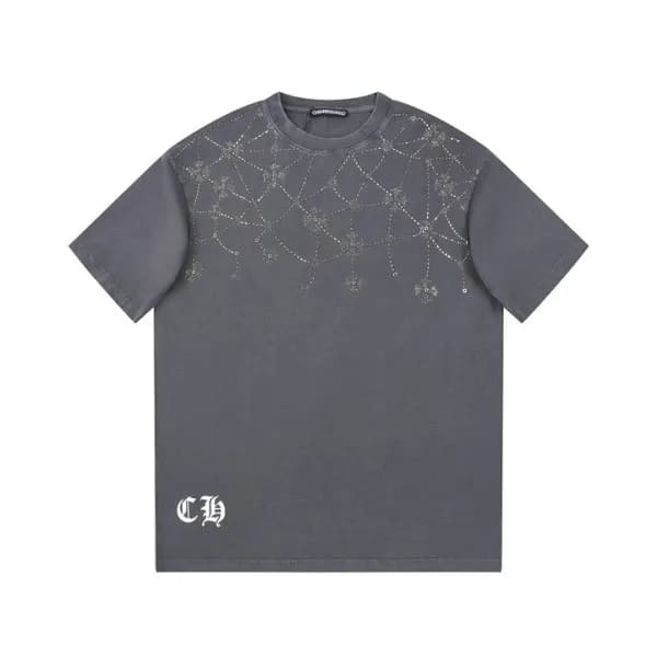 크롬하츠 남성 그레이 크루넥 반팔티 - Chrom Hearts Mens Gray Short… - 1
