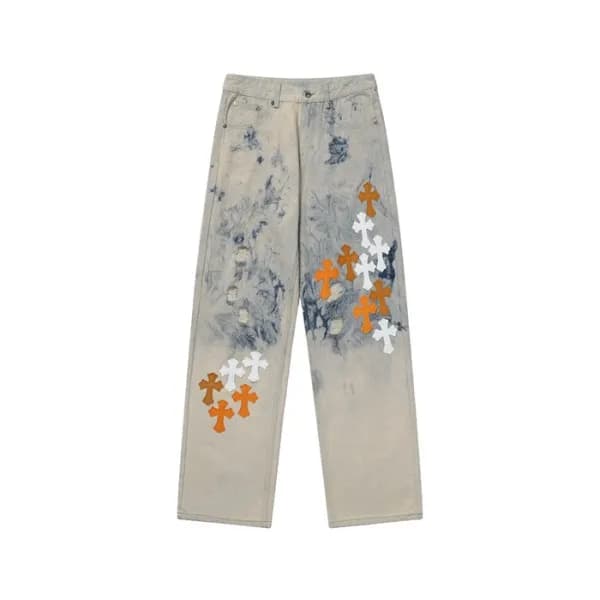 크롬하츠 남성 트렌디 그레이 청바지 - Chrom Hearts Mens Gray Jeans… - 1