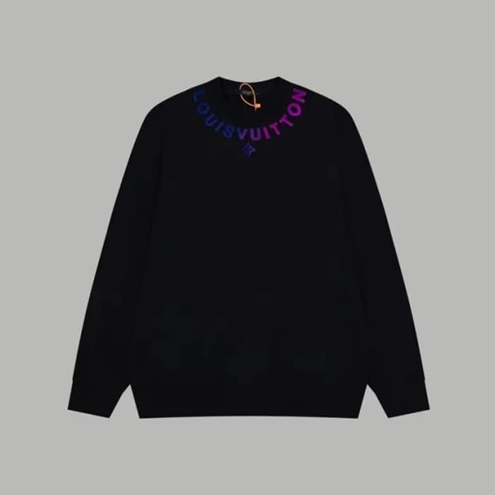 루이비통 남성 블랙 맨투맨 - Louis vuitton Mens Black Tshirts … - 1