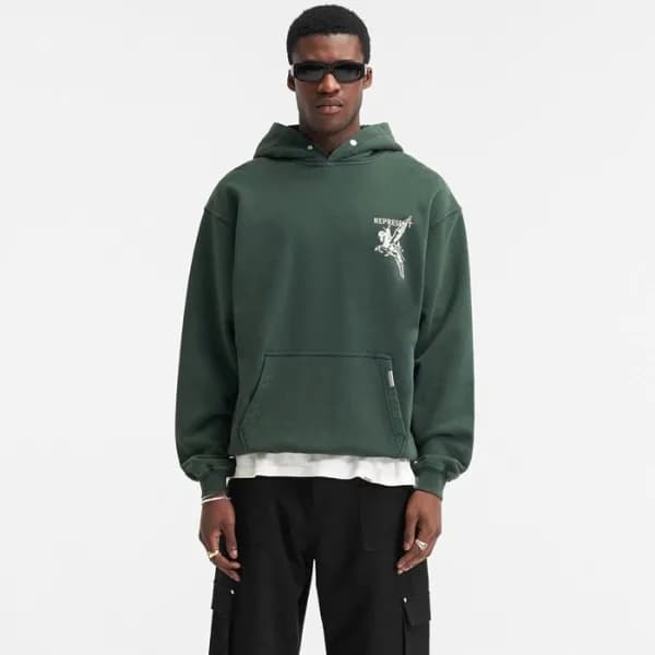 리프리젠트 남성 그린 후드티 - Represent Mens Green Hoodie - re… - 1