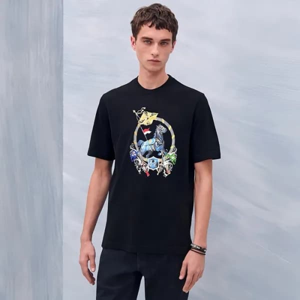 에르메스 남성 라운드 반팔티 - Hermes Mens Round Tshirt - hec52… - 1