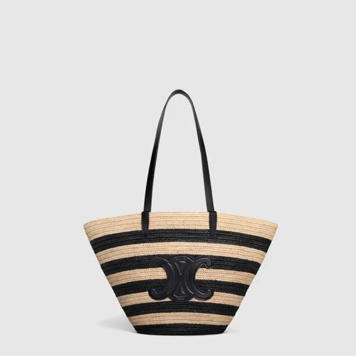 셀린느 여성 스트라이프 커핀 클래식 파니에 라피아 - Celine Womens Stripe… - 1